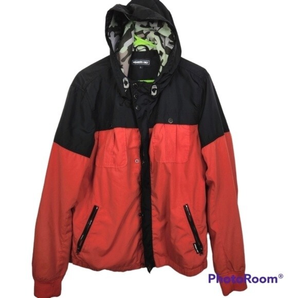 Members Only Mens Camo Lined Lightweight Hooded Jacket Size Large - Picture 1 of 9
